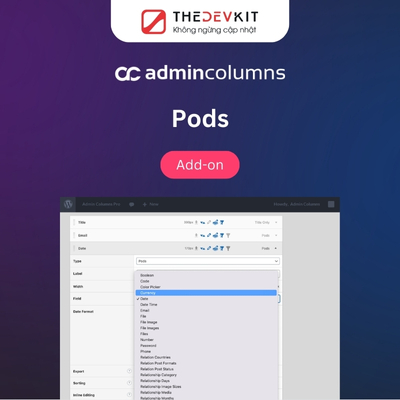 admin columns pro pods addon